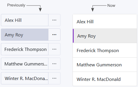 A side-by-side comparison of the lists before this update and with this update.
