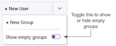 An image pointing out the new toggle button to show hidden groups.